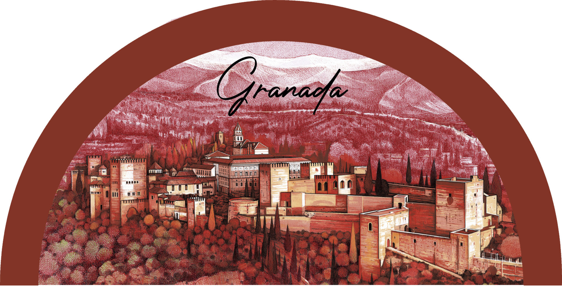 Abanico Granada rojo